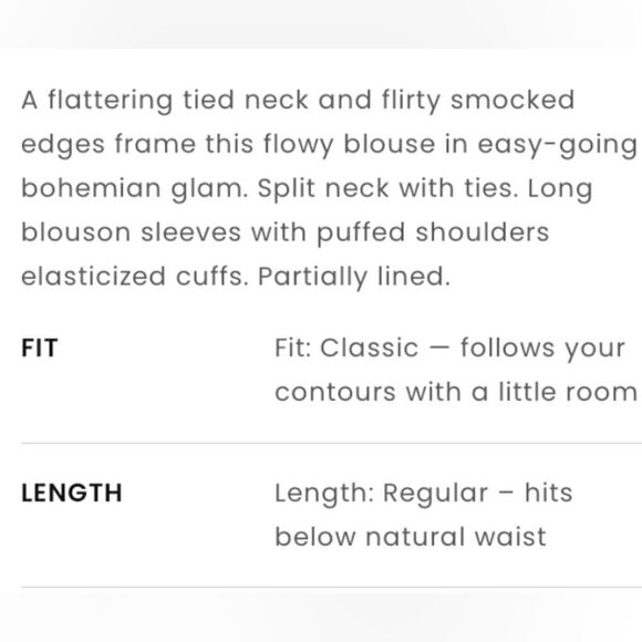 LOFT shimmer Vine smocked ruffle tie neck blouse size LP - Picture 11 of 11